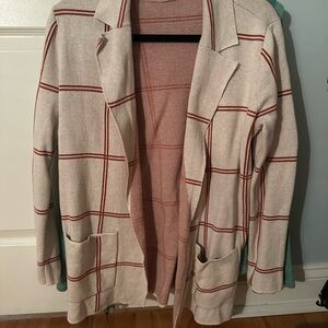 LOFT Beige and Orange Knit Cardigan
